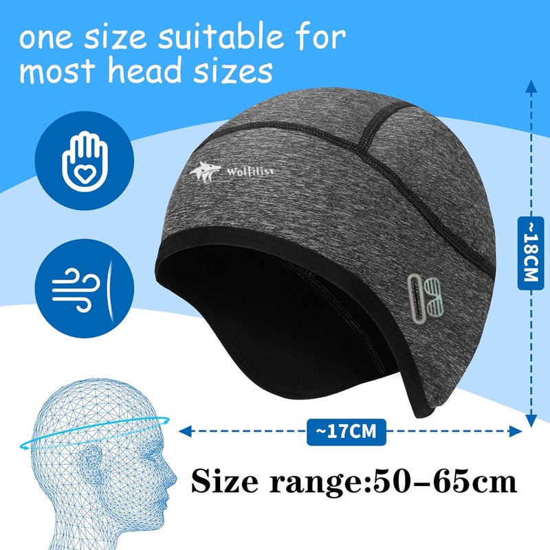 WOLFILIST Skull Cap Helmet Liner for Men Women Hard Hat Liner Winter Cycling Cap Under Helmet Thermal Fleece Beanie - Image 2